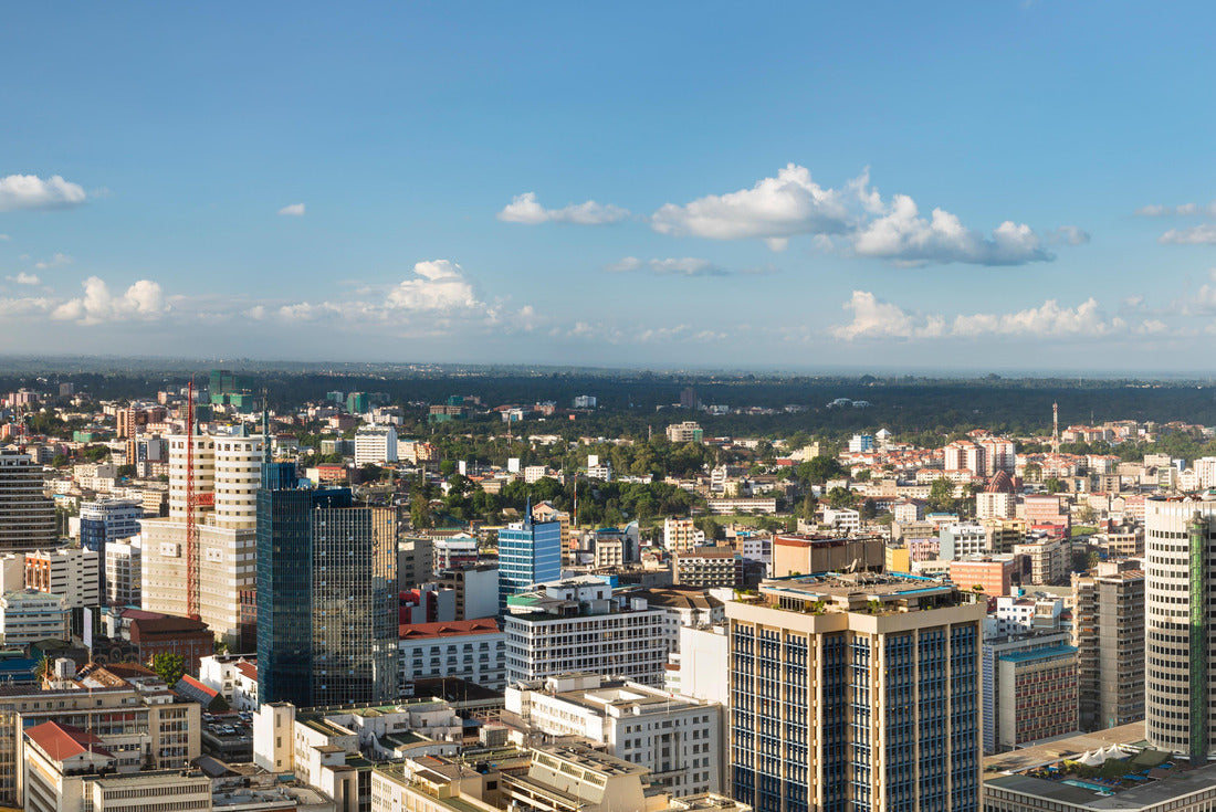 High angle view over the central business district of Nairobi, Kenya with blue sky 2000pc Puzzle