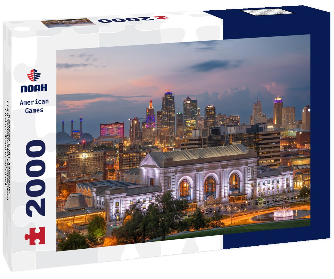Kansas City, Missouri, USA downtown skyline with Union Station at dusk 2000pc Puzzle