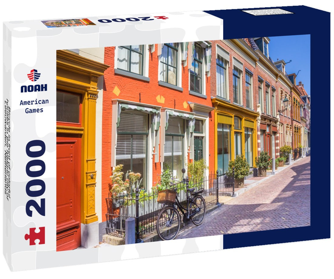 Bicycle in front of colorful houses in the historic city of Leeuwarden, Netherlands 2000pc Puzzle