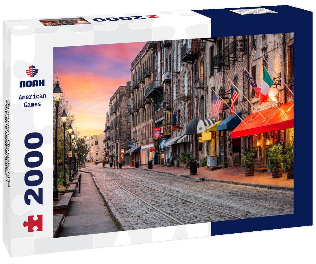 Savannah, Georgia, USA bars and restaurants on River Street at dawn 2000pc Puzzle