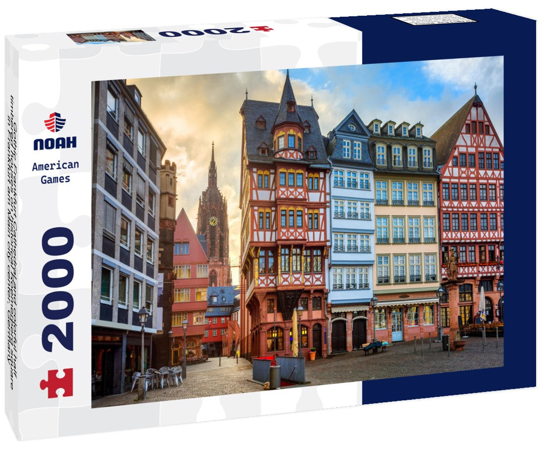 Gothic Frankfurt Cathedral and colorful half-timbered houses on historical Roemerberg square in Frankfurt am Main city center, Germany 2000pc Puzzle