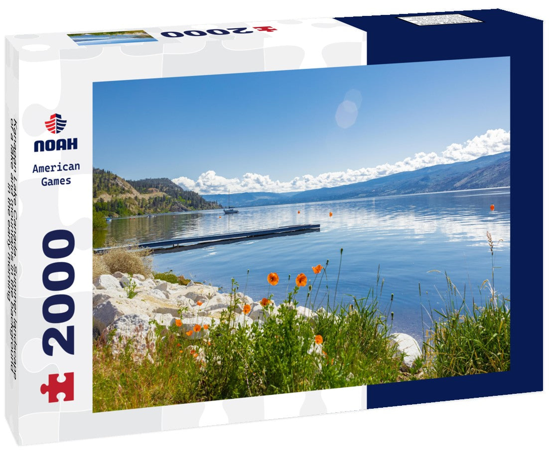 Noah Jigsaw Puzzle Kanagan Lake Canada. Summer landscape of a lake and mountains in the background in the early morning 2000 pieces