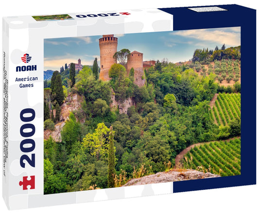Noah Jigsaw Puzzle Brisighella, Ravenna, Emilia-Romagna, Italy, Ravenna, Emilia-Romagna, Italy. Beautiful panoramic view of the medieval town and the Manfredian fortress with clock tower 2000 pieces