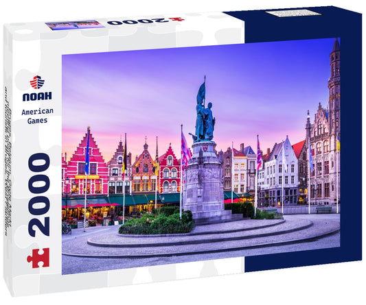 Noah Jigsaw Puzzle Bruges, Belgium. Grote Markt, meeting point for the Brügelings and tourists in Bruges, West Flanders 2000 pieces
