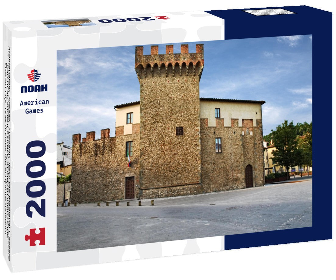 Montevarchi, Arezzo, Tuscany, Italy: the medieval Cassero, part of an ancient fortress, in the old town of the Tuscan city, now houses the sculpture museum 2000pc Puzzle