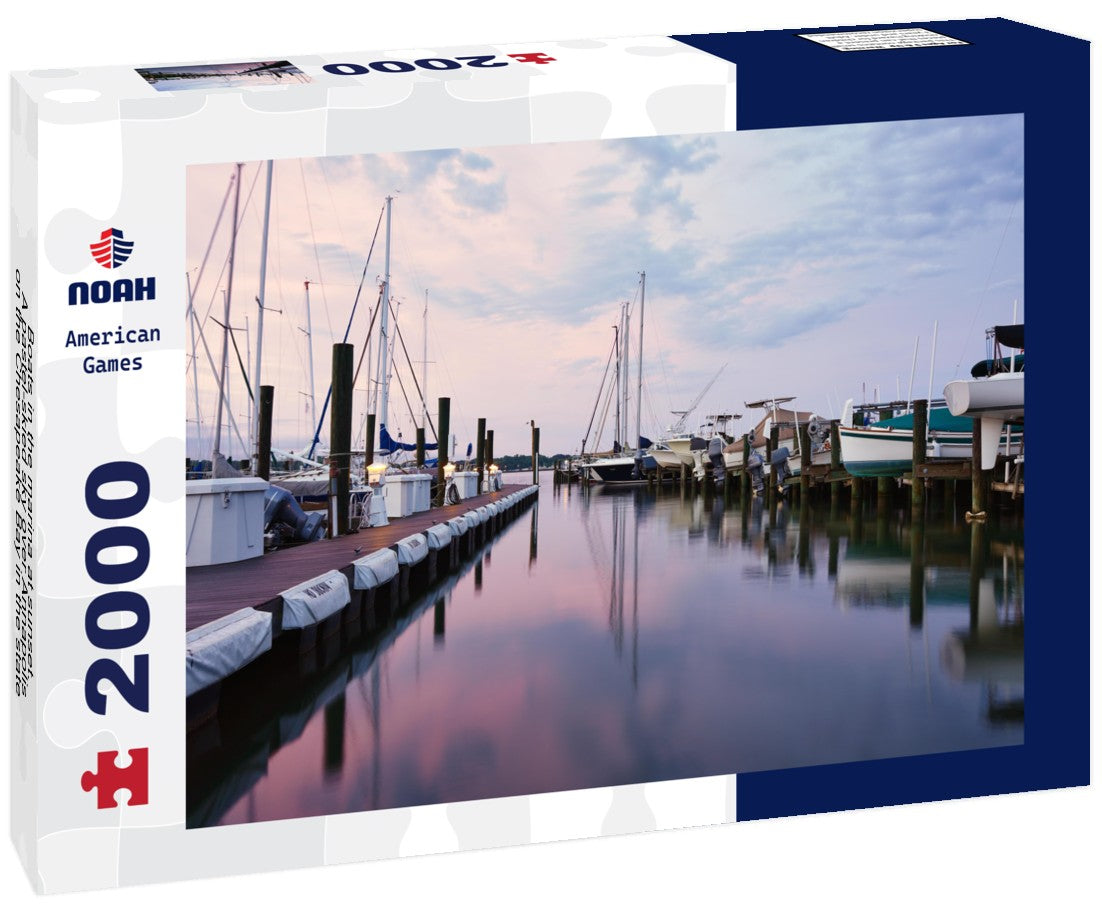 Boats in the marina at sunset. A pastel-skied sky over Annapolis on the Chesapeake Bay in the state of Maryland, USA 2000pc Puzzle