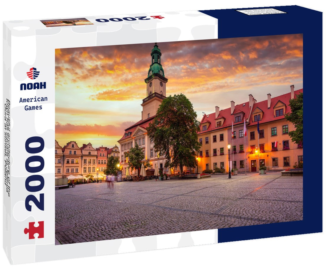 Beautiful architecture of the town hall square in Jelenia Gora at sunset, Poland 2000pc Puzzle
