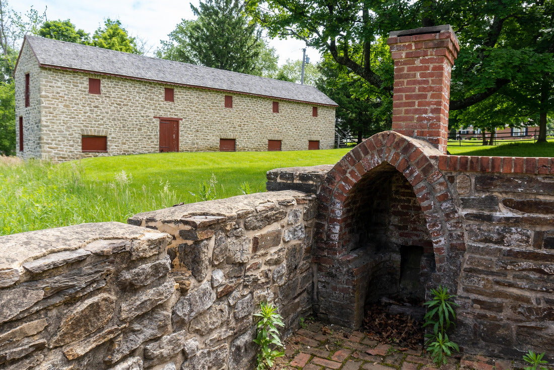 Towson, Maryland: Hampton National Historic Site. Long House granary and outdoor fireplace. The two-story stone structure served as a rooster hut and granary during historic times. 2000pc Puzzle