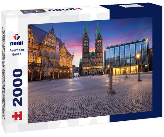 Noah Jigsaw Puzzle Bremen, Germany. Cityscape of the Hanseatic city of Bremen, Germany with historic market square, Bremen Cathedral and town hall at summer sunrise 2000 pieces