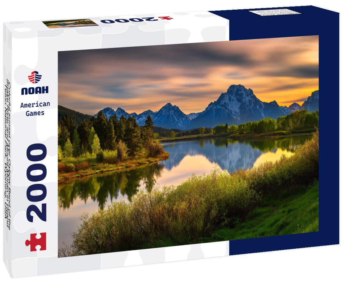 Noah Jigsaw Puzzle Colorful sunset over Oxbow Bend of the Snake River and Mount Moran in Grand Teton National Park, Wyoming, USA 2000 pieces