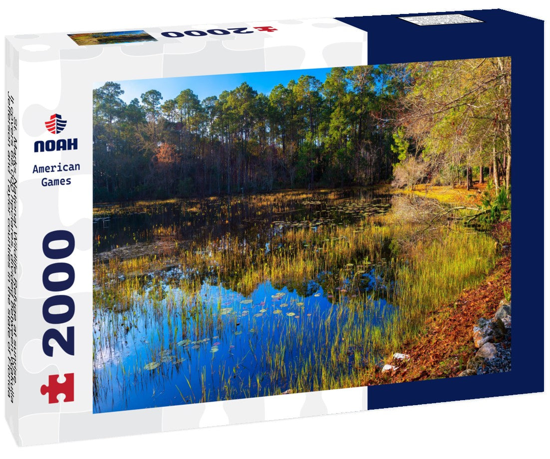 St. Marks National Wildlife Refuge at sunrise. It covers 68,000 hectares, divided between Wakulla, Jefferson and Taylor counties in the state of Florida 2000pc Puzzle