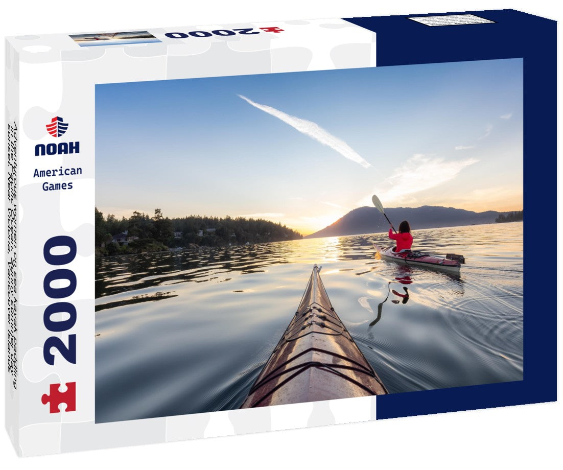 Adventurous women on sea kayak paddling in the Pacific Ocean. Sunny summer day sunset. Near Victoria, Vancouver Islands, British Columbia, Canada 2000pc Puzzle