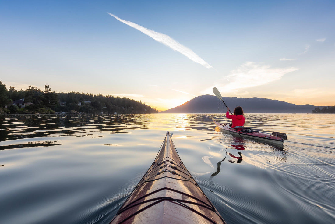Adventurous women on sea kayak paddling in the Pacific Ocean. Sunny summer day sunset. Near Victoria, Vancouver Islands, British Columbia, Canada 2000pc Puzzle