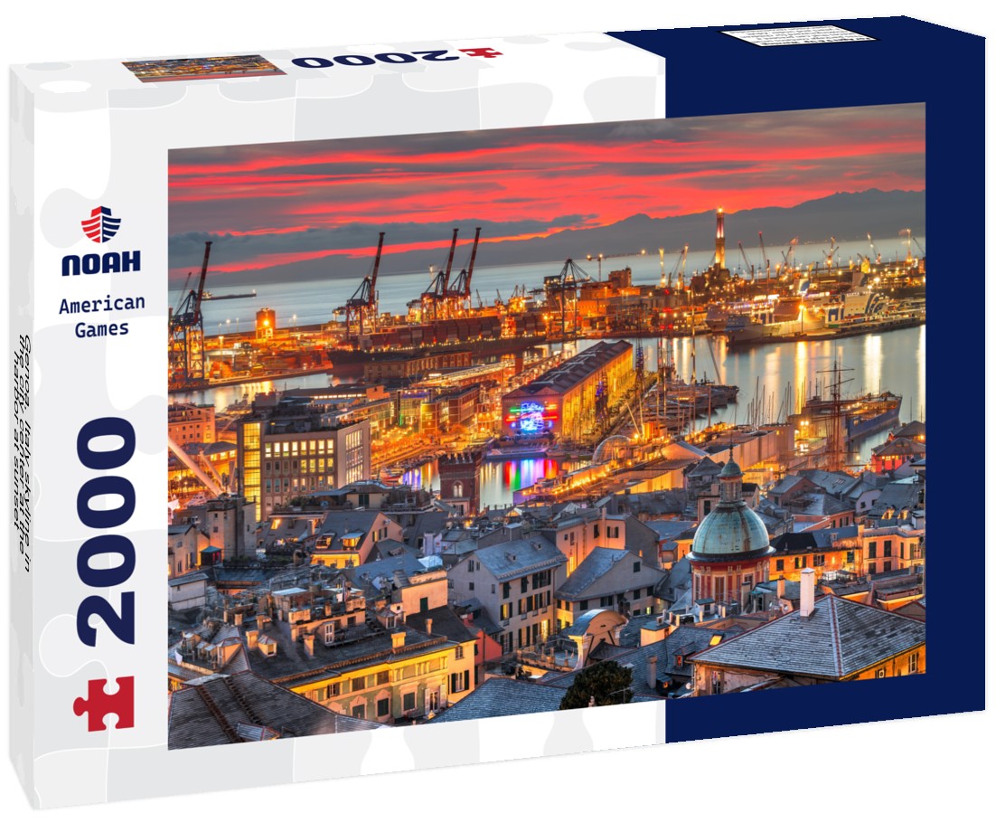 Genoa, Italy skyline in the city center at the harbor at sunset 2000pc Puzzle