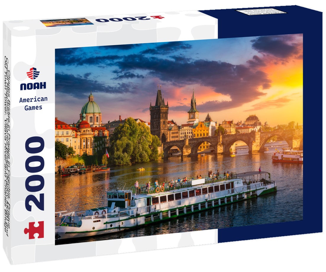Charles Bridge in Prague in Czechia. Prague, Czech Republic. Charles Bridge (Karluv Most) and Old Town Tower. Vltava River and Charles Bridge 2000pc Puzzle