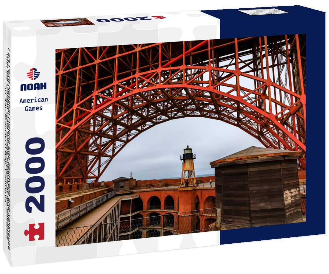 Fort Point National Historic Site courtyard and lighthouse with the Golden Gate Bridge support at the entrance to San Francisco Bay, California 2000pc Puzzle