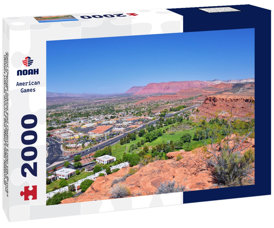 Saint George hiking trail Owen's Loop via Brooks Nature Trail views of sandstone mountains and desert plants around the Red Cliffs National Conservation Areas in southwest Utah 2000pc Puzzle