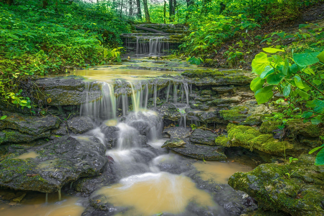 A long exposure waterfall flowing over rocky surfaces in Cherokee Park, Louisville, Kentucky, United States 2000pc Puzzle