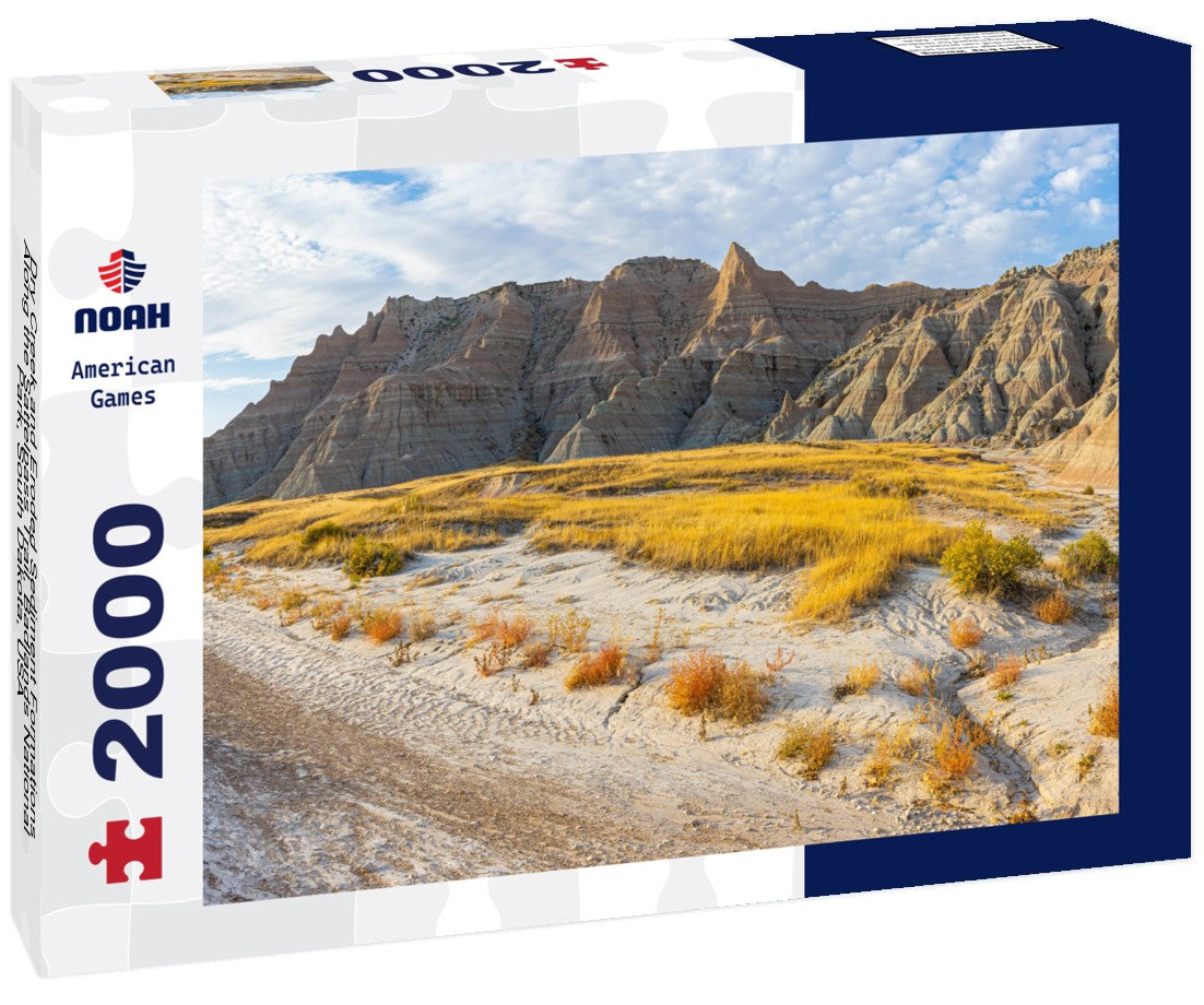 Noah Jigsaw Puzzle Dry Creek and Eroded Sediment Formations Along the Sattelpass Trail, Badlands National Park, South Dakota, USA 2000 pieces
