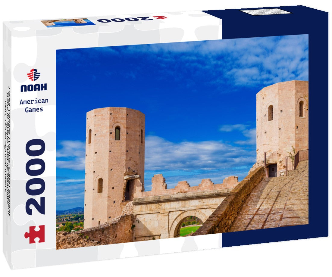 Noah Jigsaw Puzzle Porta Venere (Venus' Gate) ancient ruins in Spello with its beautiful twin, dodecagonal towers 2000 pieces