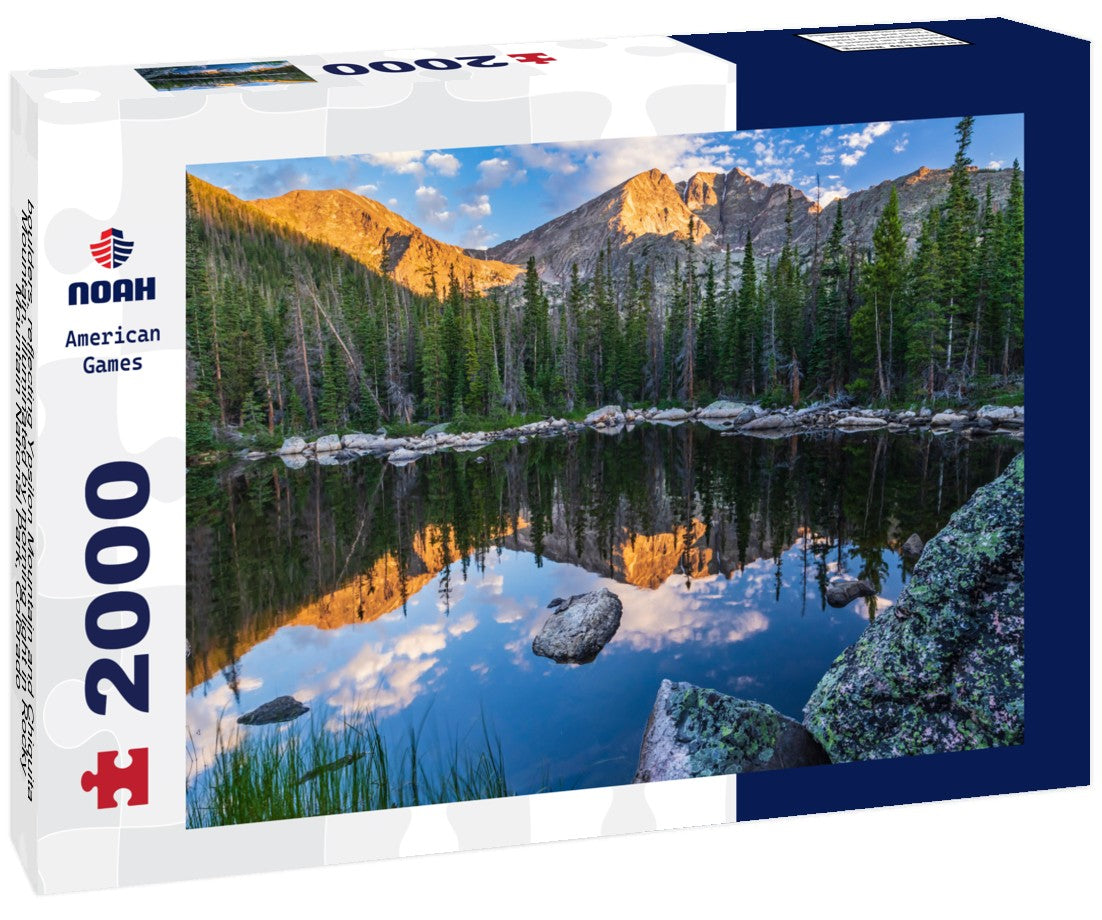 boulders, reflecting Ypsilon Mountain and Chiquita Mountain, illuminated by morning light in Rocky Mountain National Park, Colorado 2000pc Puzzle