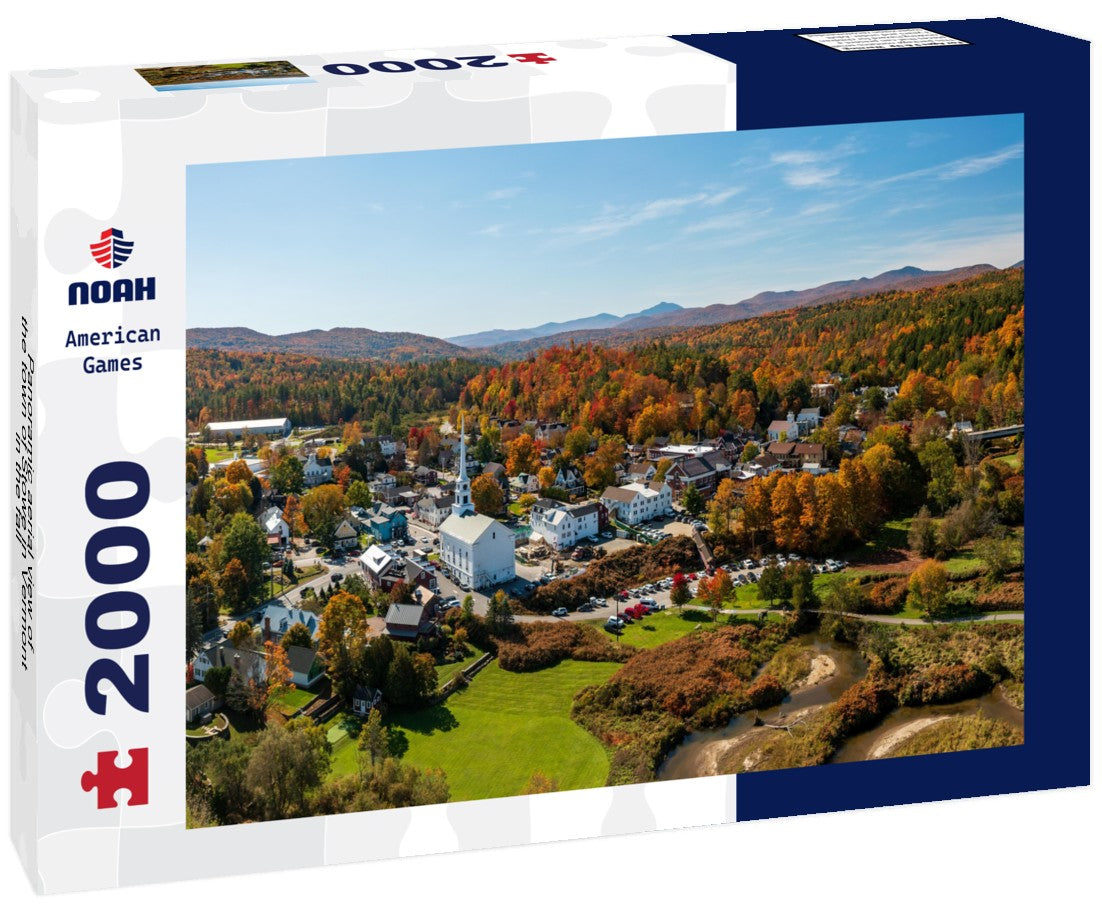 aerial view of the town of Stowe in Vermont in the fall 2000pc Puzzle