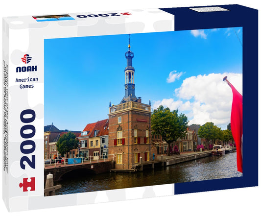 Noah Jigsaw Puzzle Exterior view of the Accijnstoren tower of Alkmaar on the bank of the canal, province of North Holland, Netherlands 2000 pieces