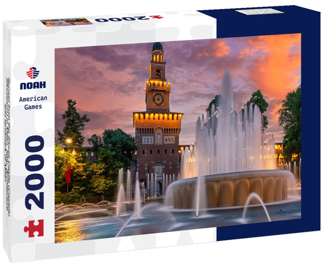 Sunset from the Sforza Castle (Castello Sforzesco) in Milan, Italy. Architecture and landmark of Milan 2000pc Puzzle