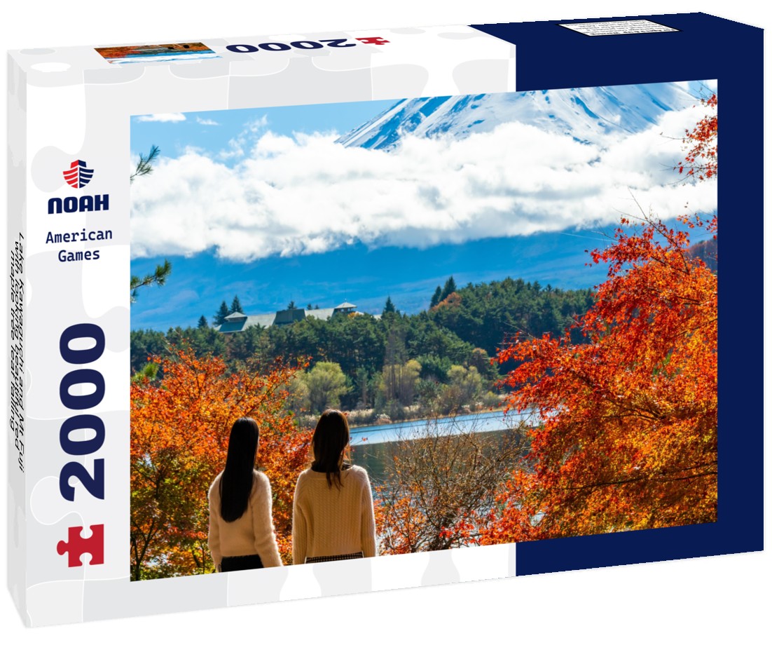 Noah Jigsaw Puzzle Lake Kawaguchi and Mt Fuji with looking beautiful red maple tree leaf falling 2000 pieces