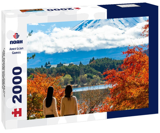 Noah Jigsaw Puzzle Lake Kawaguchi and Mt Fuji with looking beautiful red maple tree leaf falling 2000 pieces
