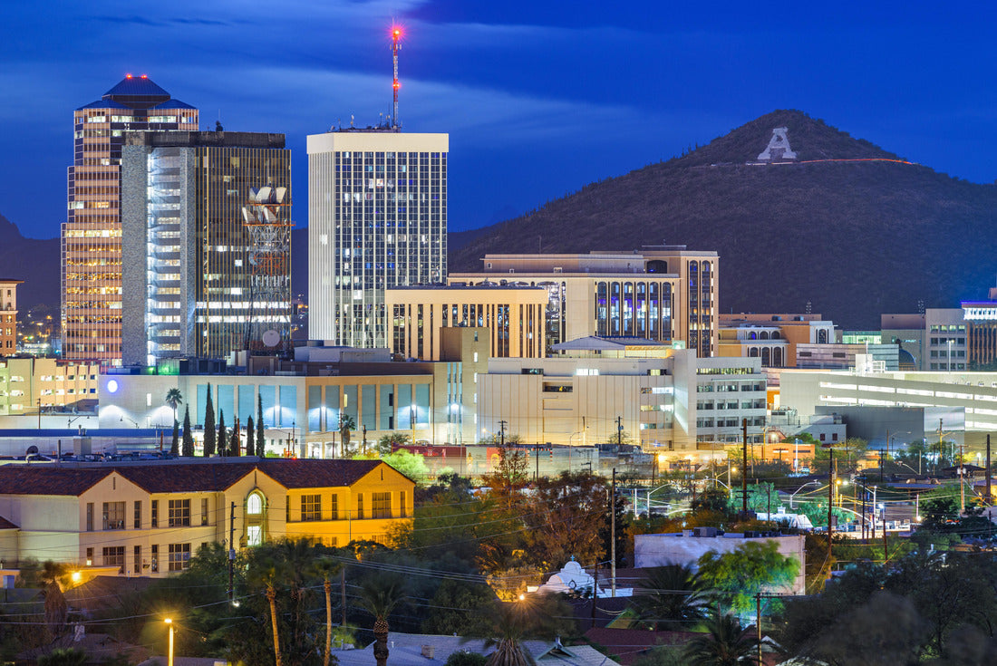 Noah Jigsaw Puzzle Tucson, Arizona, USA downtown skyline with Sentinel Peak at dusk. (mountain peak “A” for “Arizona”) 2000 pieces