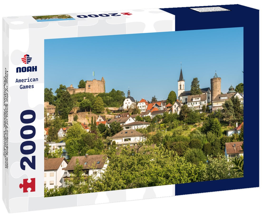 the town of Lindenfels with castle, town fortification and church, Odenwald, Hesse, Germany 2000pc Puzzle