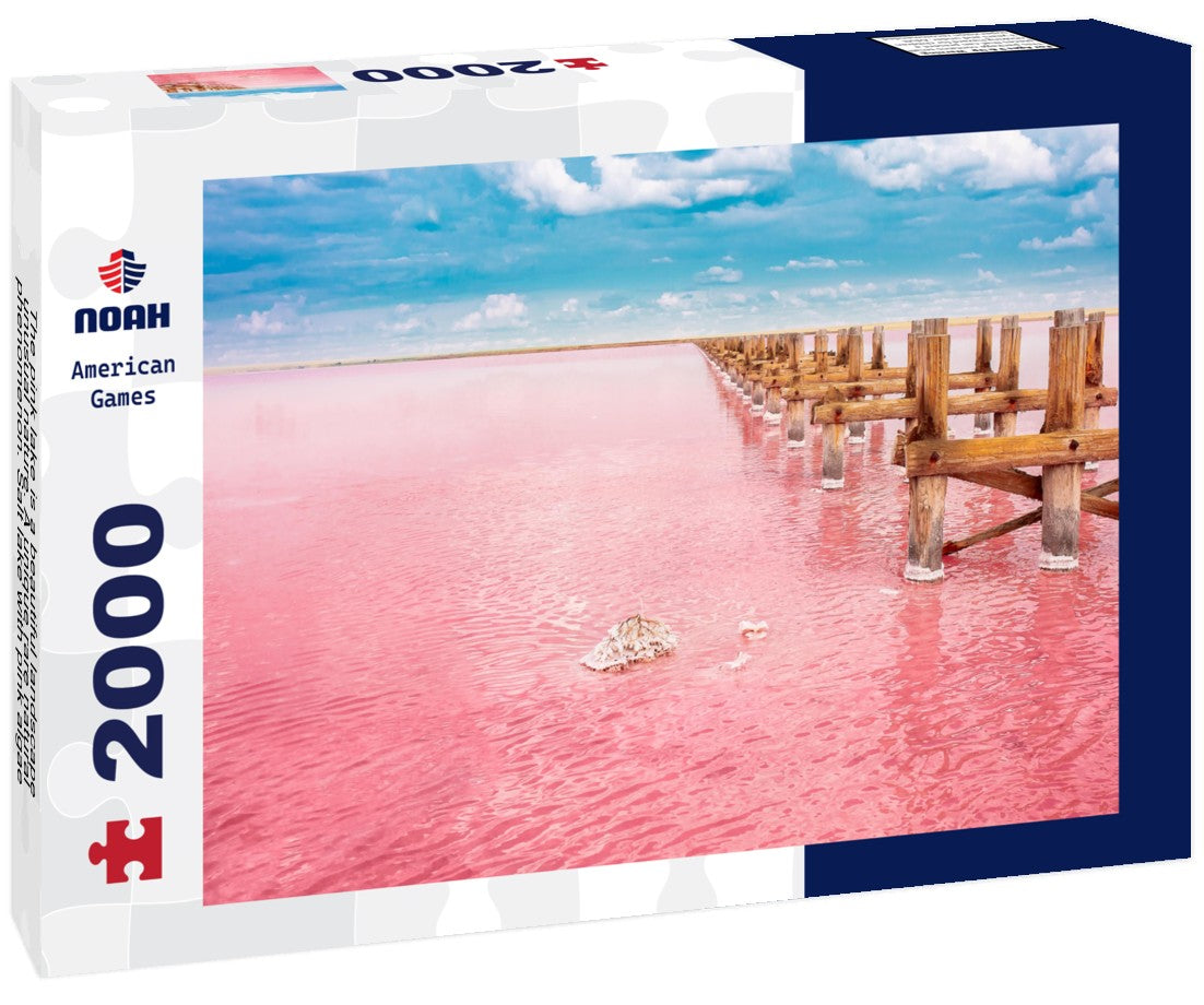 Noah Jigsaw Puzzle The pink lake is a beautiful landscape, unusual nature. A unique rare natural phenomenon. Salt lake with pink algae 2000 pieces