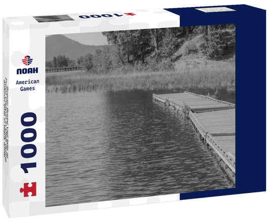 Noah Jigsaw Puzzle Scenic Bridal Veil falls at Provo Canyon in Utah during autumn time in black white 1000 pieces