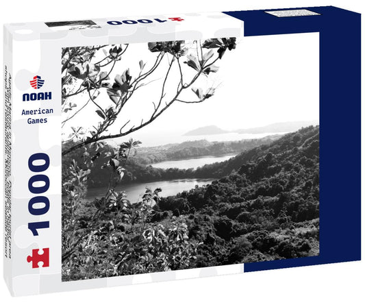 Noah Jigsaw Puzzle Agadir Marina in Morocco. Popular tourist area with luxury apartments, boats in harbor, shops and restaurants. Moroccan seaside resort on shore of Atlantic ocean in Africa in black white 1000 pieces