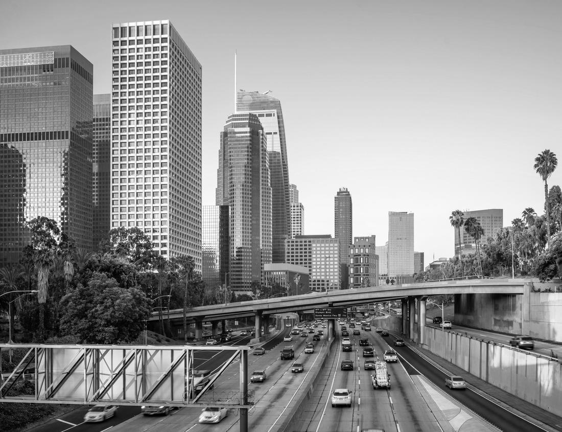 Noah Jigsaw Puzzle Dubai skyline at sunset with Burj Khalifa - aerial view, United Arab Emirates in black white 1000 pieces
