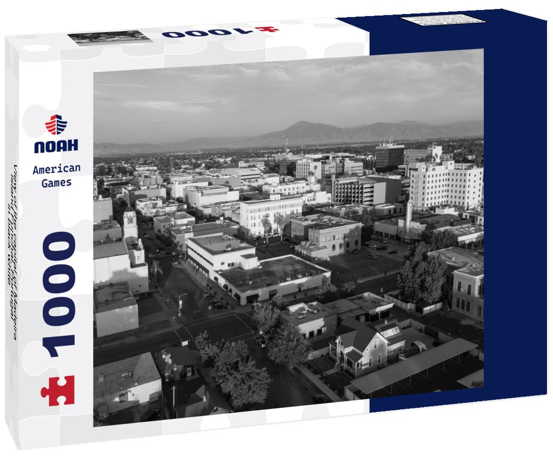 Noah Jigsaw Puzzle View of the capital of Madeira island Funchal, Portugal in black white 1000 pieces