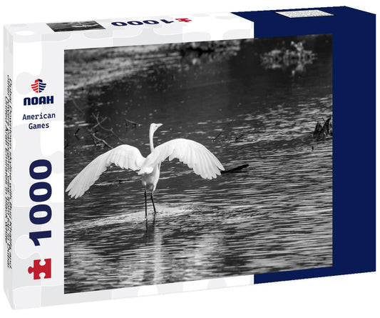 Noah Jigsaw Puzzle Dubai Downtown skyline with Burj Khalifa and other towers panoramic view from top in Dubai, United Arab Emirates in black white 1000 pieces