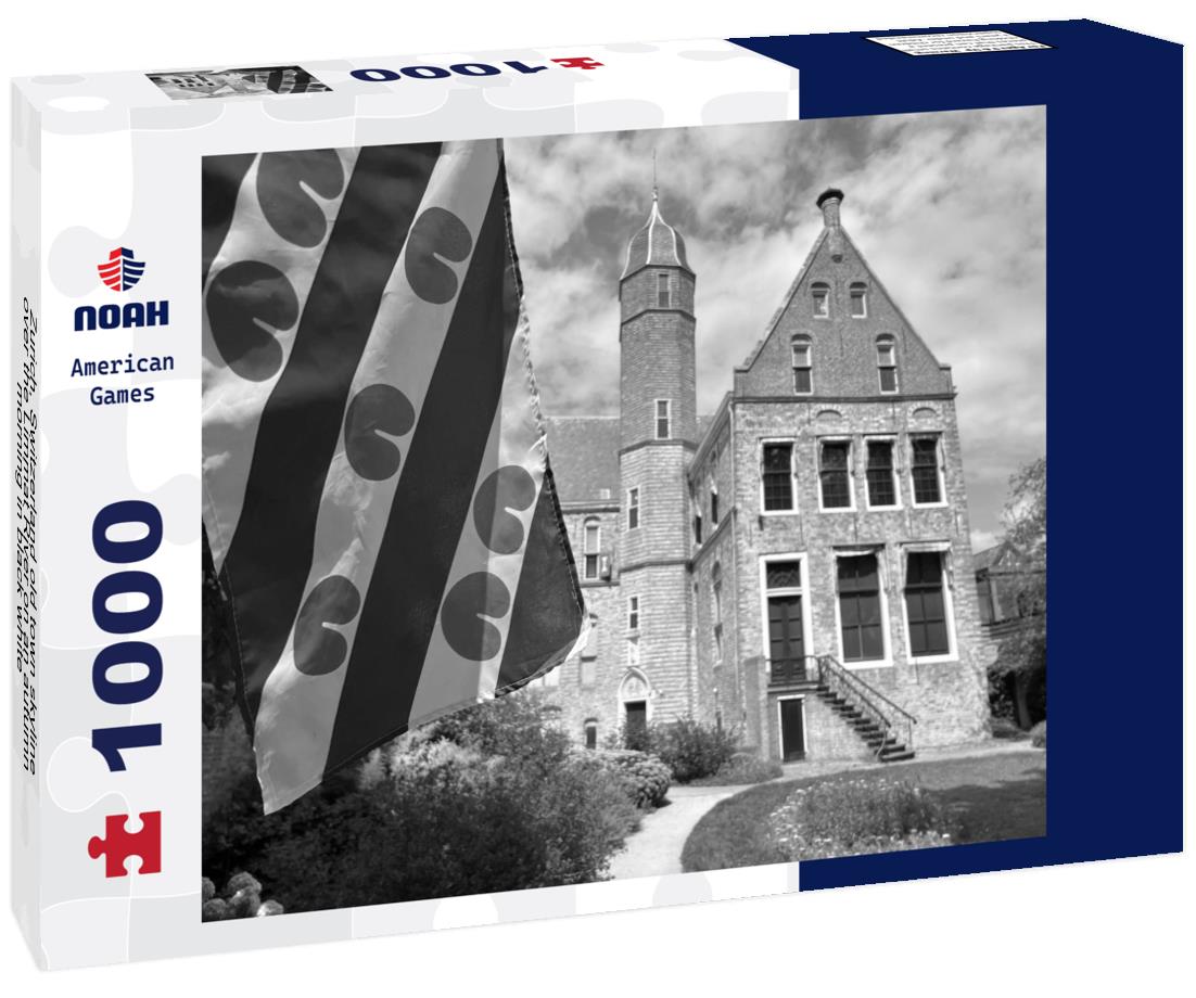 Zurich, Switzerland old town skyline over the Limmat River on an autumn morning 1000pc PuzzleBlack and White