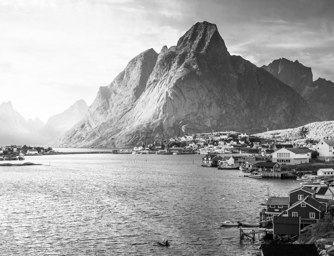 Noah Jigsaw Puzzle Loket, Czech Republic. Picturesque autumn landscape of Bohemia features vibrant orange and golden foliage, a medieval castle atop a hill and winding river in black white 1000 pieces