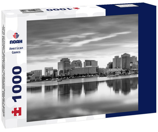 Noah Jigsaw Puzzle View of Prague featuring vibrant rooftops on a sunny day in summer. Aerial view of Prague, Charles Bridge over Vltava river in Prague, Czechia. Old Town of Prague, Czech Republic in black white 1000 pieces