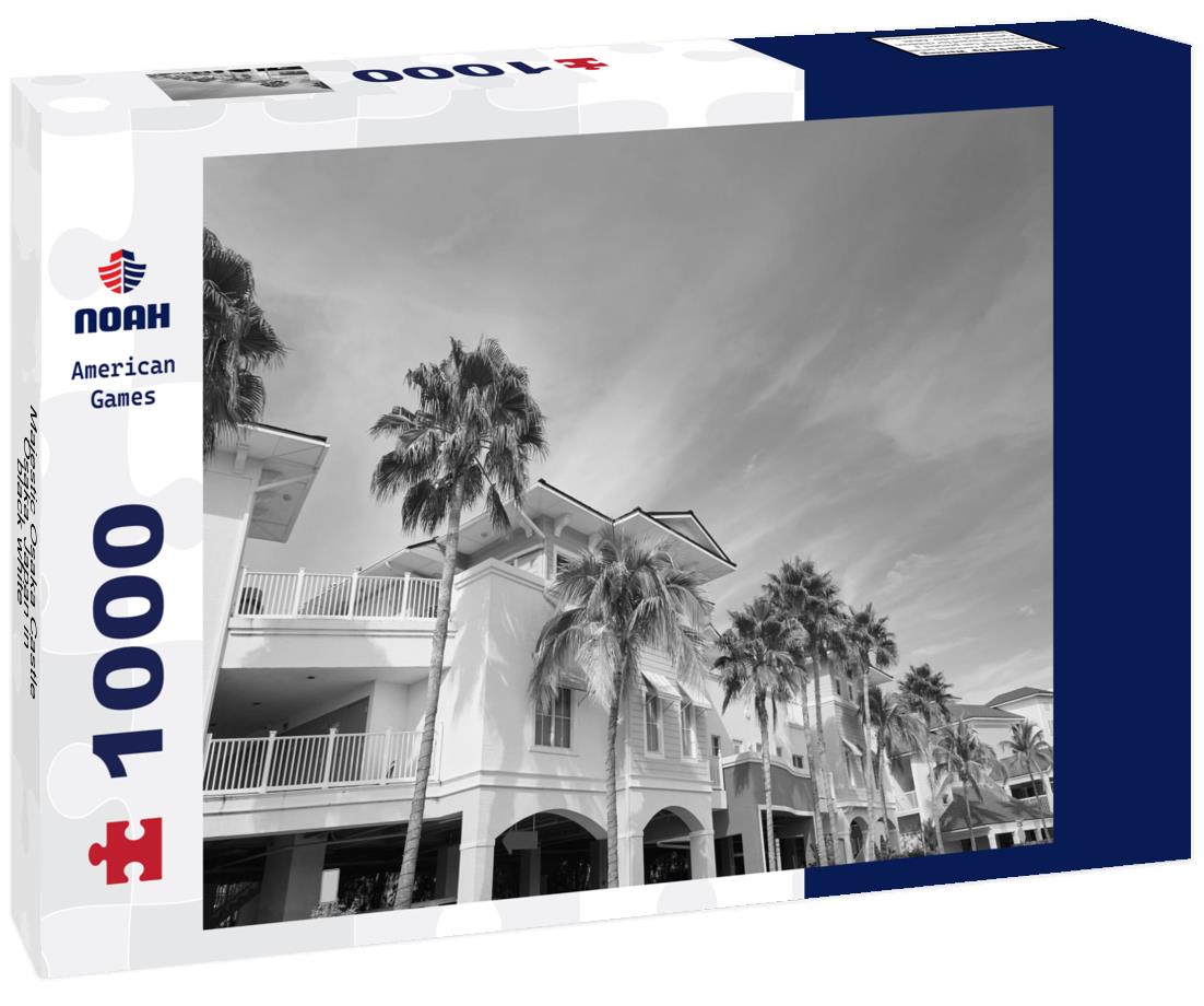 Noah Jigsaw Puzzle Majestic Osaka Castle, Osaka, Japan in black white 1000 pieces