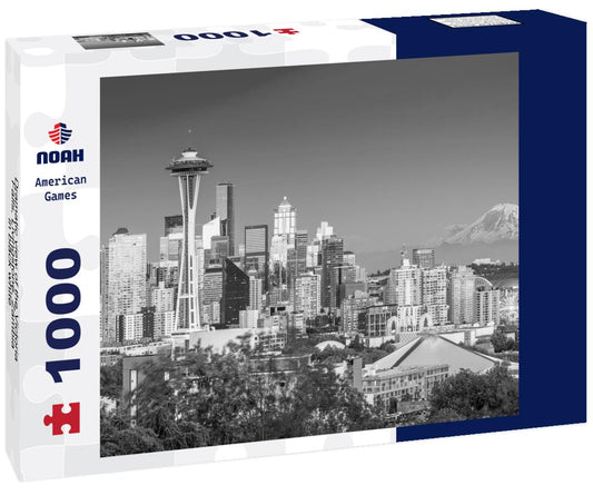 Noah Jigsaw Puzzle Dramatic view of the Victoria Falls, Livingstone, Zambia in black white 1000 pieces