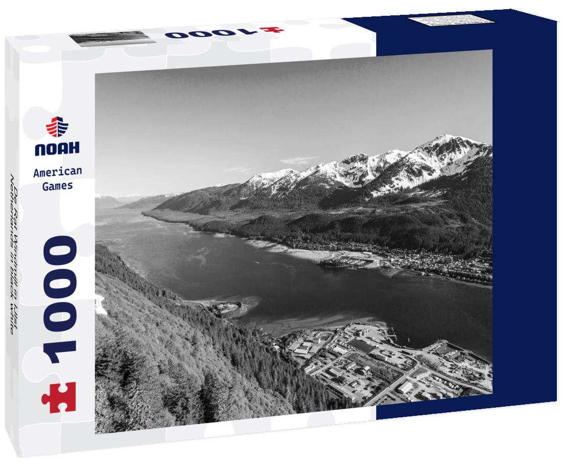 Noah Jigsaw Puzzle De Rat Windmill in IJlst, Netherlands in black white 1000 pieces