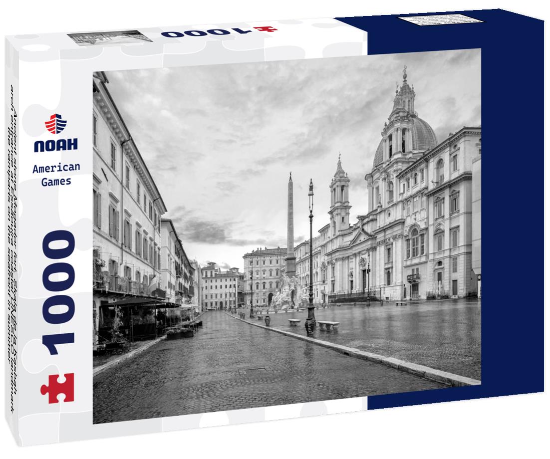 Noah Jigsaw Puzzle Ancient stone Mogador fort, Skala de la Kasbah, arch entrance at Essaouira coastal UNESCO landmark, the ramparts on the seafront in summer, ocean in background Morocco in black white 1000 pieces