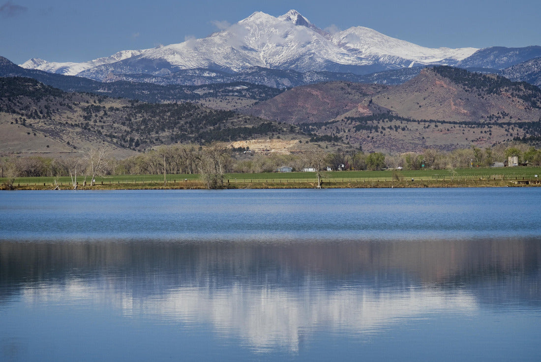 McCall Reservoir is in Boulder County, Colorado the Hygiene Area. A beautiful clear blue sky day with with low clouds and a reflection of the Twin Peaks Mt Meeker and Longs Peak 2000pc Puzzle