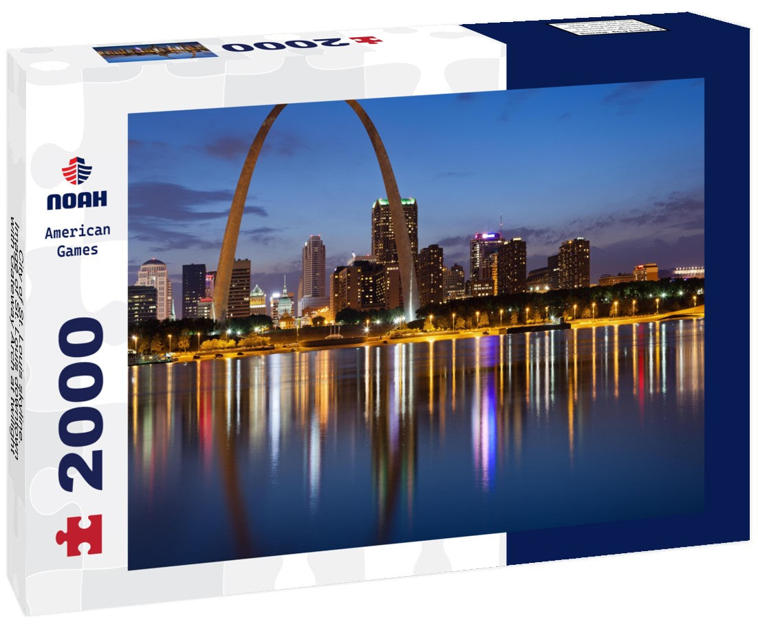 Noah Jigsaw Puzzle City of St. Louis skyline. Image of St. Louis downtown with Gateway Arch at twilight 2000 pieces