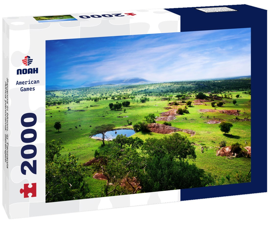 Noah Jigsaw Puzzle Savanna in bloom, in Tanzania, Africa panorama. Serengeti 2000 pieces