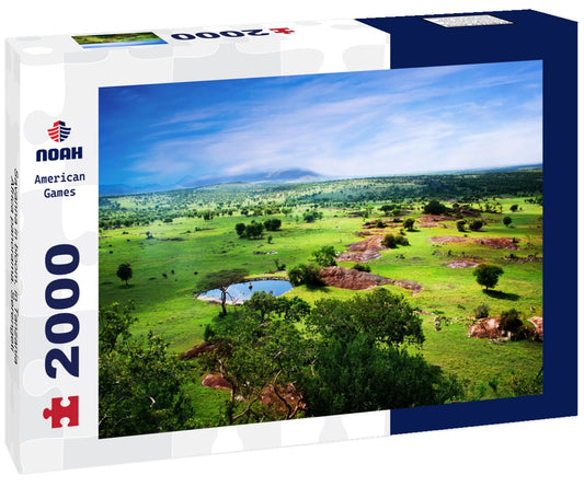 Noah Jigsaw Puzzle Savanna in bloom, in Tanzania, Africa panorama. Serengeti 2000 pieces