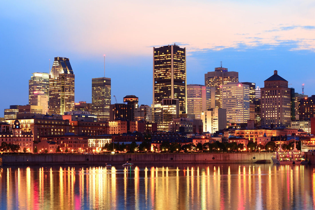 Montreal across the river at sunset with city lamps and urban buildings 2000pc Puzzle